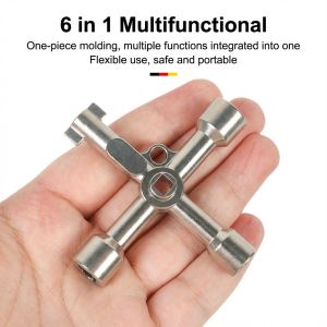 Multi Function Water Valve Key With Cross And Inner Triangle Wrench Alloy Steel For Fire-Electrical Cabinet Elevator Switch