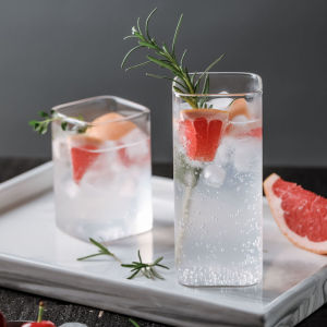 1PCS Creative Square Glass Transparent Cold Drink Large Capacity Iced Coffee Milk Tea Drinking Cup Red Wine Glass Coffee Cup