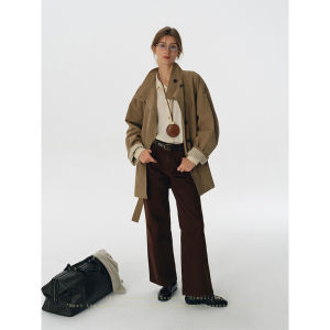 SHEITAOZI | Cotton Linen Blend Trench Coat Female Autumn Loose Fashion