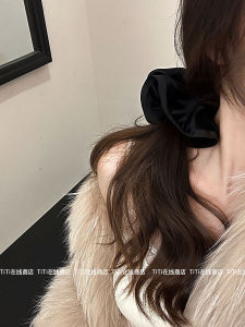 Black Velvet Simple Large Hair Ties Womens 2024 New High-End Hair Bands Hair Elastics Hair Flowers Hair Accessories