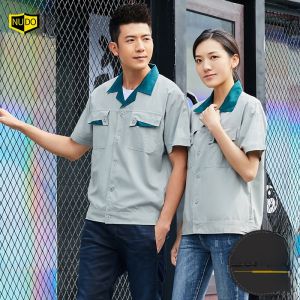 NUDO | Nengdun Short Sleeve Work Uniform Set For Men Summer Wear Resistant Factory Automobile Repair Shop Welding Workwear Polyester Cotton Blend