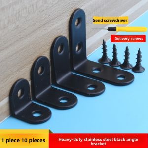 FULAIAN | Heavy-Duty Black Stainless Steel 90 Degree L Bracket Furniture Connector