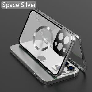 Phone Case for IPhone 12 13 14 15 16 Pro Max 16E 360° with Lens Full Protection Magnetic Metal Frame + Double Sided Glass Cover