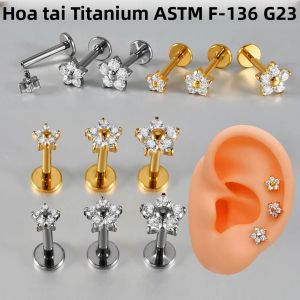 1 Chiếc Khuyên Môi Titan Zircon Ren Trong Đá CZ Nhỏ/lớn Khuyên Tai Labret Khuyên Sụn Tai Kiểu Dáng Cổ Điển Trang Sức Body Thời Trang