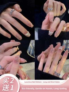 MONLEYTA | Soft Wearable Nail Art Stickers Short Handmade Finished Products Elegant Autumn Winter New Arrival Butterfly Shiny Glitter Design