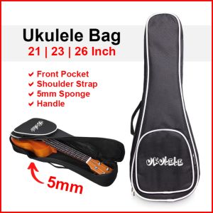 Ukulele Guitar Bag Case - 5mm Padded Bag Sponge Ukelele Gitar 21 23 26 Inch 寸 Soprano / Concert / Tenor Size Beg Ukulele Bag Case Original Murah 烏克麗麗