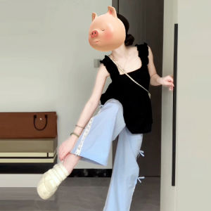 French Style Black Sleeveless Camisole Girls Chic Trendy Chic Doll Shirt Small Top This Summer Best Selling