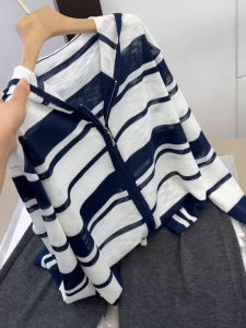 UYFY | Trendy Striped Long Sleeve Womens Jacket Summer New Style Casual Slimming Loose Versatile Top Comfortable Commute Windbreaker