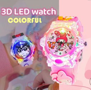 High Quality Cartoon Cute Sanrio Kuromi Kitty Kids Transparent Luminous Digital Watch Cute 3D Cartoon Kids Watch Plastic Wrist Watch For Kids Boys Girls Gifts