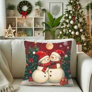 2026 Xmas Pillow Case With Zipper 18x18inch Merry Christmas Pillowcase Santa Cushion Cover Home Decor