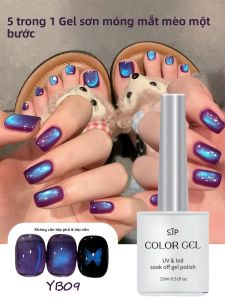 Bộ Sơn Móng Tay Mắt Mèo 5 Trong 1 15ml Màu Xanh Bóng Không Cần Lớp Phủ Bóng Hoặc Lớp Nền Dành Cho Mùa Thu