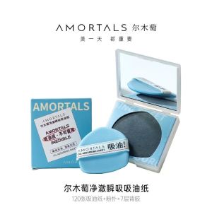 Portable Oil Absorbing Paper Puff Type with Powder Compact for Instant Makeup Touch up Freshness Summer Face Paper Tool
