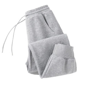 Quần Thể Thao Nữ Màu Đen Mùa Xuân Thu Rộng Rãi Quần Dài Thể Thao Dày Quần Dài Thường Ngày Cạp Cao Cotton Polyester