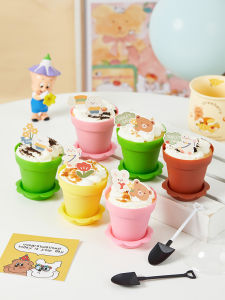 Childrens Day 61 Cartoon Mousse Wood Shavings Packaging Cup Flower Pot Cup Planting Yogurt Ice Cream Cake Decoration