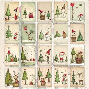 New 20pcs Christmas Cards Foldable Cute Cartoon Animal Greeting Card for Party Wedding Decor Creative Gifts Invitation Postcards