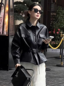 Stylish PU Leather Jacket Female Slim Fit