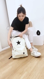 Tas ransel corduroy bagpack Corduroy pria wanita Tas sekolah korduroy bintang / Tas sekolah