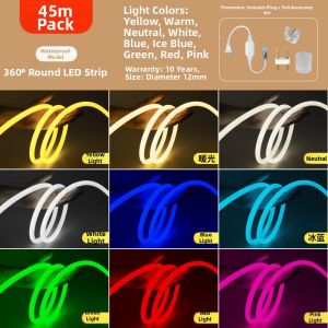 PNTU | Flexible Waterproof Bright Warm Light 360 Degree Glowing Ambient Lighting Strip