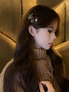 Korean Style Glitzy Butterfly Knot Hair Clip Womens Forehead Clamp Sparkling Diamond Accented Ankle Red Dog Beach Clamp