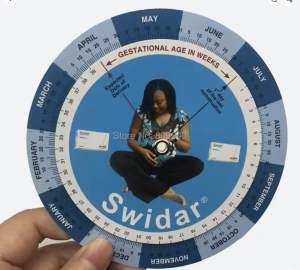 แผ่นคำนวณอายุครรภ์ Gestational Age Calculation ขนาดเส้นผ่นศูนย์กลาง 12  cm สีฟ้า