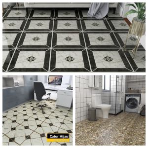 ( 25pcs box ) KYK Vinly Floor Sticker Mozek express Flooring Self Adhesive vinly Tile Lantai bilik air Pelekat mozek 地板