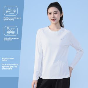 Womens Long Sleeve Quick Dry T-Shirt Outdoor Climbing Base Layer New White Fitness Running Tennis Sports Top Breathable