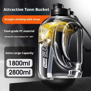 1.8L/2.8L Large Capacity Sport Water Bottle Mens Fitn Cup with Straw Portable Outdoor Big Belly Cup Durable Water Jug for Men