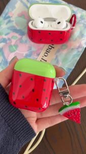 Hộp Đựng Tai Nghe Họa Tiết Dưa Hấu Mùa Hè Cho AirPods 1/2/3/4 Pro Pro2 Với Thiết Kế Chấm Bi Màu Đen Màu Đỏ Xanh Lá Cây Mặt Dây Chuyền Dưa Hấu Dễ Thương
