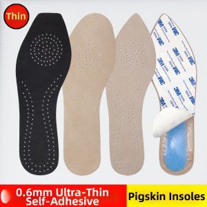 Ultra-Thin Self-Adhesive Shoe Insoles Womens Leather Pigskin Absorbent Non-Slip Shoe Inserts Single Shoes Accessories