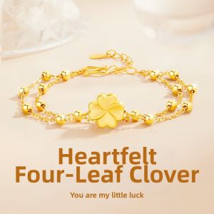 GLTEN | Four-Leaf Clover Pure Silver Good Luck Womens Bracelet