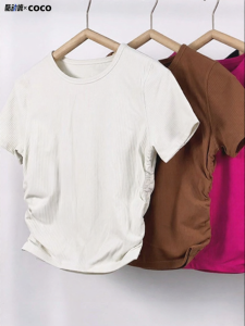 Breathable Yoga Shirt For Women Waist Shaping Short Sleeve