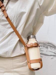 Túi Đựng Bình Sữa Thủ Công Có Thể Điều Chỉnh Túi Đựng Nước Bằng Vải Cotton Cho Trẻ Em Túi Đeo Chéo Túi Đựng Đồ Uống Di Động