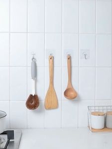 [Loveme258]Hook Mop hook Snap hooks Transparent adhesive tape Waterproof non-marking hook 挂钩子母扣拖把挂钩