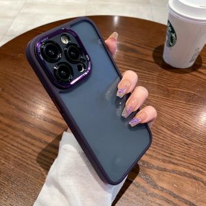 HOCE เคสป้องกันเลนส์กล้องอะคริลิคสุดหรูสำหรับ iPhone 16 15 14 13 12 Pro Max 15 14 Plus ฝาหลังแบบใสบั๊มเปอร์ซิลิโคนเคสมือถือสีด้าน