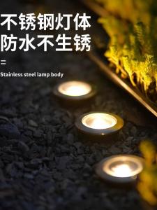 โคมไฟลานกลางแจ้งพลังงานแสงอาทิตย์ Super Bright ตกแต่งภูมิทัศน์กันน้ําขั้นตอนฝังพื้นโมเดิร์น เรียบง่าย สไตล์