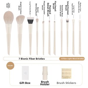 Lades | 11-Piece Multi-Functional Makeup Brush Set with Blending & Eye Brushes