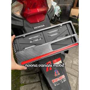 2pcs Dudukan Tatakan tempat plat nomor sepeda motor motif carbon