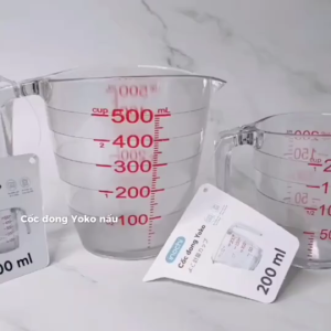 Cốc đong Inochi Yoko 200ml/500ml – nhựa PP nguyên sinh chia vạch rõ nét tay cầm tiện lợi dễ dụng
