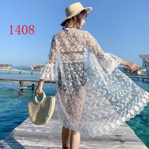Beach Vacation Sun Protection Clothing Long Hollow out Embroidered Thin Bohemian Style Womens Open Cardigan Summer 2025