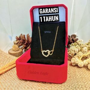 Kalung love dobel | Bahan Original Titanium Bukan Yang Campuran | Kalung Anti Karat & Tidak Bikin Alergi | Kalung Pria & Wanita