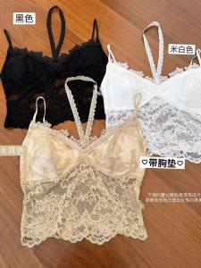 Áo Ba Lỗ Ren Gợi Cảm Dành Cho Nữ Áo Ba Lỗ Ren Khoét Sâu Có Đệm Ngực Thiết Kế Hở Lưng Áo Ba Lỗ Ngắn Màu Trơn Thường Ngày