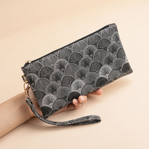 New 2025 Soft Leather Womens Wallet Thin Zipper Mobile Phone Coin Purse Mothers Money Clip Fashionable Ethnic Style Long Wallet