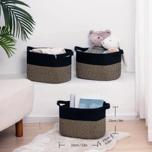 Large Capacity Cotton Rope Woven Dirty Clothes Basket Living Room Blanket Baby Toy Miscellaneous Items Organizer Basket
