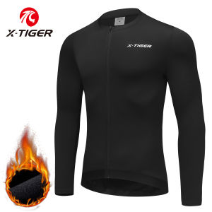 X-TIGER Mens Winter Cycling Jacket Warm Fleece MTB Mountain Bike Shirt Ciclismo Long Sleeve Cycling Jersey