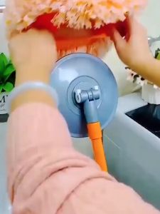 Rotatable Cleaning Mops Set with 4 Removable Poles Adjustable Round Microfiber Dust Mops Cleaning Products for Kitchen Ceiling