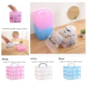 Multi functional 3-layer 18 grid portable plastictransparent storage box for jewelry hair accessories practical storage box