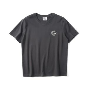 Foreign Trade Original Order Cotton Washed Plaid Breathable Personality Zodiac Print Casual round Neck Short Sleeves T-shirt Men Summer