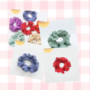 Dây Buộc Tóc Scrunchie Handmade Bằng Len Móc Nhiều Màu Phụ Kiện Tóc Dễ Thương Cho Nữ