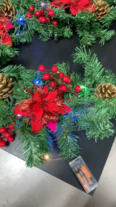 DIY LED Light Christmas Garland Rattan with Red Berries and Snowy Pine Cones High Density Christmas | BOOKTOK PH