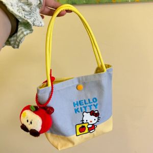 Cute Cat Cartoon Canvas Handbag Womens Shoulder Bag Commuter Bag Youth Casual Single Shoulder Bag Shopping Bag Shape